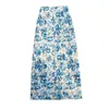 Zomer kantoor midi rok dames hoge taille rits slank floral print potlood rok mode elegante retro sexy a-line vrouw rokken x0428