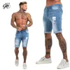 Mens Shorts jeans denim preto cintura alta rasgada verão para homens marca plus size casual streetwear DK03 210716