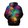 Fleeces Sweater Hoodie HoodyAutumn and winter color splashing ink 3D digital printing Hooded Sweater long sleeve loose Pullover for female lovers