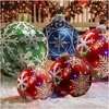 Kerstballen boomdecoraties Outdoor PVC opblaasbaar speelgoed Xmas Gift Ball Ornament Baubbles voor Home HH21-726