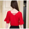 Womens Tops And Blouses Summer Flare Sleeve Chiffon Blouse Shirt Women Tops Ladies Work Wear Office Blusa Feminina Shirts 210419