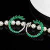 Designable Fashion Brand Jewelry Emerald Green CZ Stone 925 Sterling Silver Big Post Stud Earrings for Women CZ109 210714