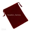 100 Pcs Black Velour Velvet Drawstring Bag Gift Wrap Bags Jewelry Pouches 7X9 cm (Brown/Blue/Red)