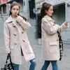 Women's Wool Women's & Blends Casual Fashion Solid Women Long Cashmer Coat Loose Pockets Woolen Jacket Horn Buckle And