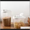 Storage Housekeeping Organization Home Gardenstorage Box Top Selling Plastic Cereal Dispenser Kitchen Grain Rice Container Nice 2 Models Whi