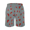 Watermelon Grey Print Men's Cool Beach Shorts Summer Swim Trunks Quick Dry Mesh Doublure Board With Pockets