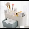 Boxes & Bins European Transparent Plastic Makeup Organizer Storage Box Multipurpose Candy Color Office Sundries Cosmetic Der Container Egz4L