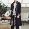 Herenjacks MRGB Men's Casual Gedrukte lange jas verdikte Warm Windscheper 2022 Chinese stijl Mannelijke kleding Vintage