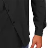 Fast färg hög krage vikar blommig mens klänning skjorta avslappnad smal passform skjortor för män etnisk stil mens långärmad tröja 210524