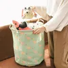 Laundry Bags Foldable Basket Cotton Linen Fabric Waterproof Dirty Chilren Toys Storage Plush Organizer