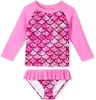 7 styles kids twoPieces long 3D Mermaid swimwear girls sequin bodysuit Swimsuits kid bikini ruffle Beach Sport bathing suits Chil9285508