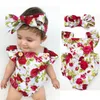 Kids Tales Children's Clothing Ins Lente Modellen 0-2 Jaar Oude Baby Romper Romper Zomer Bloemen Pasgeboren Kleding Romper + Hoofd 2578 Q2