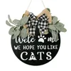 Welcome Sign Front Door Round Wood Hanger DOGS CATS Wooden Garden Decorations Farmhouse Ornament2257