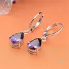 Charme ovale forme cristal boucle d'oreille 4 couleurs pour femmes et filles mode bijoux de fête, boucles d'oreilles créoles en pierre de zircone cubique, beauté