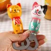 Sevimli Karikatür Kedi Ahşap Bira Şişe Açacağı Paslanmaz Çelik Taşınabilir Buzdolabı Manyetik Şişe Açacakları Mutfak Aletleri Gadget'lar
