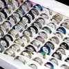 Lots Bulk Whole 50pcs Women Rings Set Stainless Steel Gold Sier Couple Black Ring Men Jewelry Gift Wedding Band Party Dropship3497321