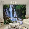 Landscape Curtain Cave Waterfall Living Room Bedroom Po Curtains 3d Simple Green blackout Curtain Ultra-thin Light Shading 210913