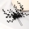 Pinces à cheveux Barrettes Tempérament Bijoux de mariée faits à la main Personnalité noire Enroulé en épingle à cheveux en forme de U Fille appropriée Décoration quotidienne LB