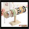 Other Packaging & Drop Delivery 2021 Top Grade Burlap Wooden Bracelet Watch Jewelry Display Stand Linen Bangle Headband Holder Single-Layer 1