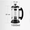 French Press Brewer Caffettiera Caffettiera Bollitore Vetro Acciaio inossidabile 1000 ML per capacità di bicchieri