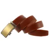 Bälten Super Brand Simple Casual Men's Belt Designer Luxury Brown Leather Högkvalitativ guldlegering Automatisk spänne 3.5 cm