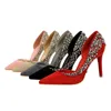 BIGTREE 2021 printemps strass femmes talons fins extrême Sexy talons hauts luxe cristal pompes dames fête mariée Designer chaussures Y0611