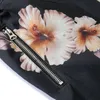 Summer Hip Hop Curto Jungers Harajuku S Streetwear Floral Impressão Zíper Bolso Elástico Cintura Trilha Baggy Black 210714