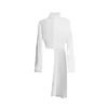 Giacca bianca da donna con scollo a V manica lunga con fasce Cappotto asimmetrico Abbigliamento moda femminile Primavera 210524