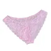 Mens Sissy Lencería Bragas Ropa interior Encaje Floral Bulge Bolsa Tiro bajo Ver a través de Bikini Calzoncillos Calzoncillos eróticos gay Ropa de dormir214V