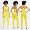 ATHVOTAR Deux Pièces Ensemble Femmes Sans Couture Gym Sports Soutien-Gorge et Leggings Taille Haute Tenues Couleur Solide Fitness Survêtement Femmes 210714