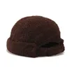 الأزياء lambswool skullcap قبعات عارضة docker بحار ميكانيكي بريم لا الشتاء قبعة للرجال النساء gorros
