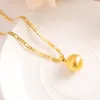 Pendant Earrings sets women Round Ball Figaro Chain Link Necklace Jewelry Solid 14 k Fine Gold G/F Bead Circle sphere