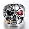 Dominil Diamond Set Terminator Skull Titanium Steel Ring Man Personlighet Punk Motorcykel Smycken