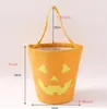 ハロウィーントリックまたは治療用バッグカボチャバットゴーストギフトラップキャンバスキャンディトートバケツ多目的ポータブル折りたたみ式再利用可能なgoodyバスケットパーティーギフト