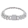 13mm de large Hip Hop AAA CZ pierre pavé Bling glacé carré cubain Miami lien chaîne Bracelets Bracelets pour hommes rappeur bijoux or