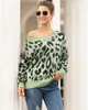 V Pescoço Leopardo Imprimir Oversized Pullover Feminino Outono Outono Casual Camisola Solta Jumper Streetwear Pull Femme 210415