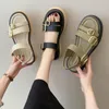 Estudante lazer apartamentos sandálias Mulheres verão 2021 estilo retro grosso plataforma macia plataforma romana praia sapatos chinelos sandalias