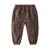 Mudkingdom pojkar byxor barn våren höst casual plaid baby byxor mjuka kläder outwear 210615