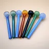 Colored Glass Pipe 4 Inch Pyrex Oil Burner Small Spoon Hand Pipes Tobacco Smoking Accessories Colorful Mini Bubbler