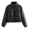 Зимняя женская куртка толстые теплые короткие короткими парку женщин мода черные PU кожаные пальто женские элегантные Zipper из искусственных кожаных куртков 2111112