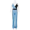 여성용 점프 슈트 패치 워크 허리 벨트 핑크 블루 여성 섹시한 Playsuit Rompers 패션 210416