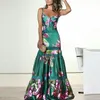プリントプリーツドレスの女性ドレスエレガントな長いドレスサマースリーブ2つのクラウズアジアサイズ