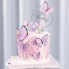 Andra Festliga Party Supplies Bililing Färgglada Rosa Lila Butterfly Grattis på födelsedagen Cake Topper Bröllop Brud Dessert Dekoration för underbar