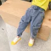 Baby Girl Jeans Pockets Jeans Girl Spring Autumn Jeans Infantil Casual Style Baby Girl Clothes 210412
