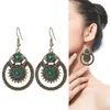 Bohemia Ethnic Ladies Dangle Earring Women Round Alloy Crystal Stone Beaded Earrings Fashion Jewelry
