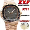 2022 ZXF 5711 Automatyczna mechaniczna męska zegarek Sapphire Out T Diamond InKay Bezel Grey Tekstura Wybierz Rose Gold Case 316L Bransoletka ze stali nierdzewnej AAA Watches Eternity