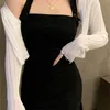 Fashion Sling dress Summer Sexy Temperament Split fork Hip tight short skirt sexy women 210507