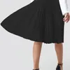 Misshow Elastyczna Wysoka Talia Kobiety Spódnica Casual Vintage Solidna plisowana Midi Spódnice Lady Black Pink Fashion Simple Saia Mujer Faldas 210730