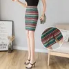 夏のセクシーなファッション印刷女性のスカートの気質弾性スカートヴィンテージプラスサイズの膝丈カジュアル6532 50 210527