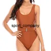 2021 Vintage One Piece Baddräkt Kvinnor Bälte Swimwear Summer Beach Wear Classic Bantning Baddräkt Baklösa Bodysuit